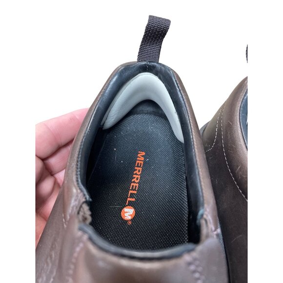 Merrell Mens brown leather slip on comfort casual loafers Sz 13 SKU 9650 - Picture 10 of 15